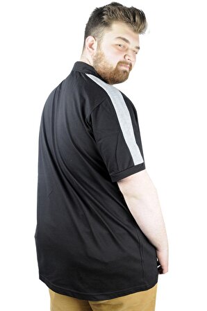 Mode XL Büyük Beden Erkek T shirt Polo Best Team 22307 Siyah