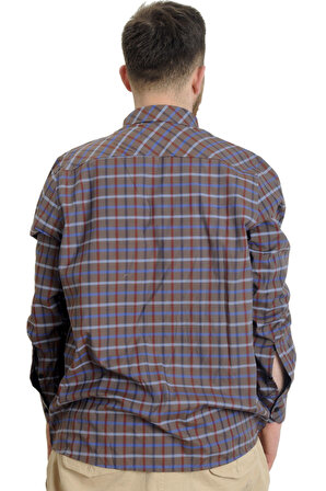 Mode XL Büyük Beden Erkek Gömlek Ekose Uzun Kollu 23300 Haki