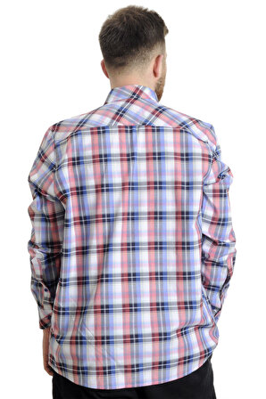 Mode XL Büyük Beden Erkek Gömlek Ekose Uzun Kollu 23300 Kum-Siyah