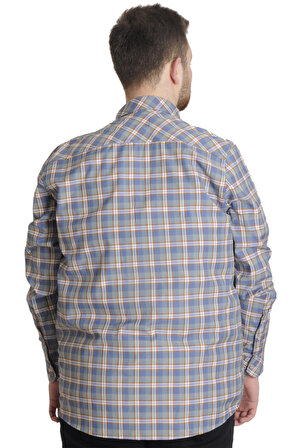 Mode XL Büyük Beden Erkek Gömlek Ekose Uzun Kollu 23300 Mor