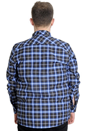Mode XL Büyük Beden Erkek Gömlek Ekose Uzun Kollu 23300 Siyah