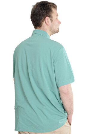 Mode XL Battal Beden Erkek Tshirt Polo Yaka Cepli Klasik Pike 20552 Çağla Yeşili
