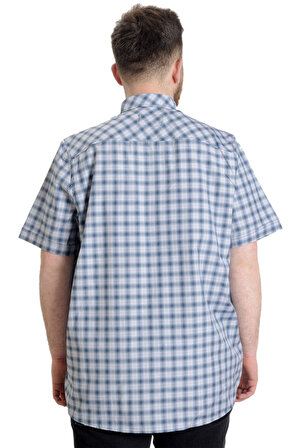 Mode XL Büyük Beden Erkek Gömlek Ekose Kısa Kollu 23301 Gri