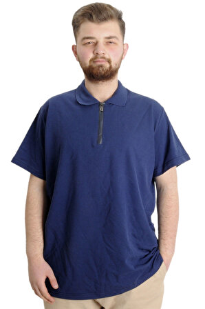 Mode XL T-shirt Polo Likralı Fermuarlı Yaka 21029 İndigo
