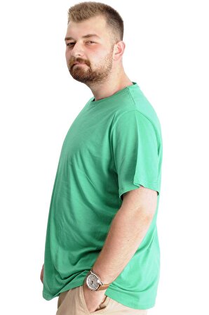 Mode XL Büyük Beden Erkek T-Shirt Basic 20031 Yesil