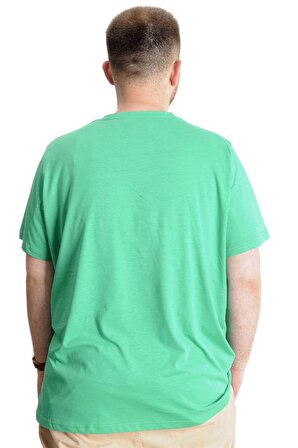 Mode XL Büyük Beden Erkek T-Shirt Basic 20031 Yesil