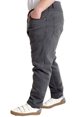 Mode XL Büyük Beden Erkek Pantolon Kot Klasik 5Cep FOCUS 23904 Gri