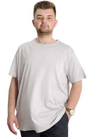 Mode XL Büyük Beden Erkek T-shirt FLAM Yaka Basic 20035 Grimelanj