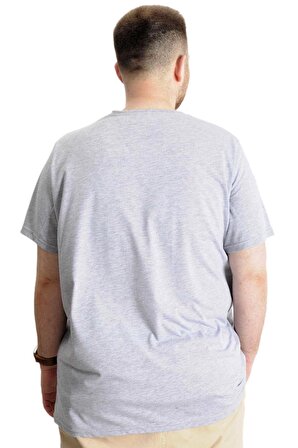 Mode XL Büyük Beden Erkek T-Shirt Bis Yaka Fragmented 23133 Grimelanj
