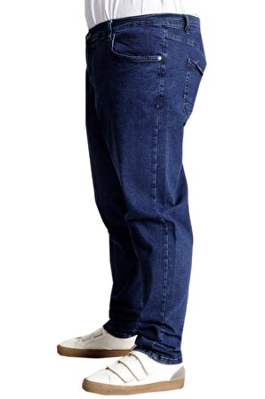 Mode XL Büyük Beden Erkek Kot Pantolon  Paris Star 23908 Mavi
