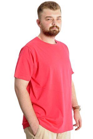 Mode XL Büyük Beden Erkek T-Shirt Basic 20031 Mercan