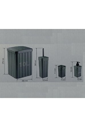 Fitil Desen Plastik Lüx 4'lü Tualet Banyo Aksesuar Takımı Seti