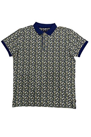 Tropikal Desenli Polo Yakalı Tişört