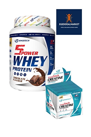 5Power Whey Protein Tozu 32 Servis Çikolata - Kreatin 20 Saşe Aromasız