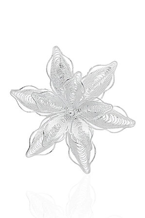 Çiçek Model 925 Ayar Gümüş Telkari Broş 201022047