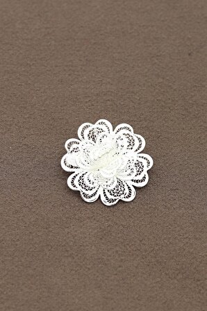 Çiçek Model 925 Ayar Gümüş Telkari Broş 201022054