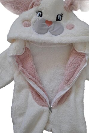 Kız Bebek Astronot Tulum Beyaz Tavşan