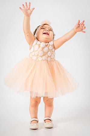Kız Bebek Tütü Elbise Abiye Bebek Elbisesi Somon Exclusive