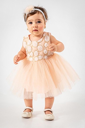 Kız Bebek Tütü Elbise Abiye Bebek Elbisesi Somon Exclusive