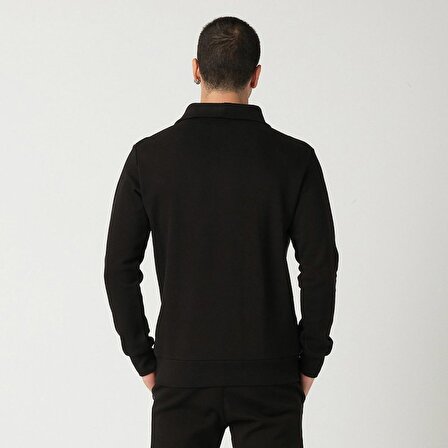 Yarım Fermuarlı Sweatshirt - Siyah