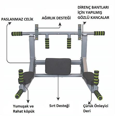 Anunnaki 3 ü 1 arada Duvar Barfiks Ve Dips All in one Süngerli Spor Egzersiz Barfix Aleti