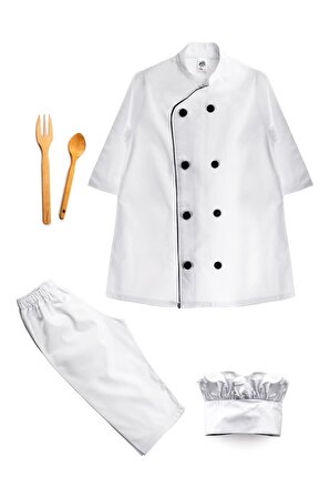 Çocuk Beyaz Aşçı Kostümü Çocuk Beyaz Aşçı Kıyafeti 