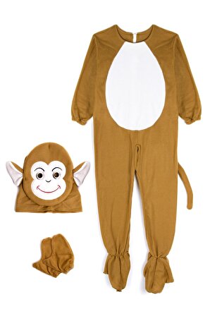 Unisex Çocuk Maymun Kukuli Kostümü Çocuk Maymun Kıyafeti 