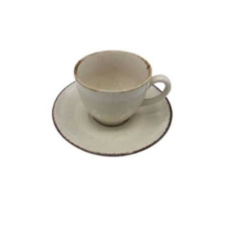 Kütahya Porselen Lima Kahve Fincanı Tabaklı Pearl 02 Tarçın (LM02KT730P02)