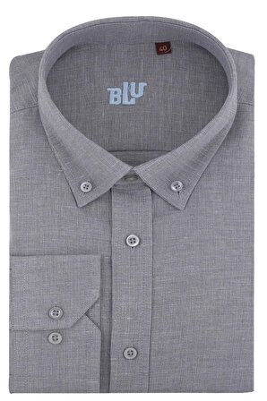 BLU Alttan Düğmeli Yaka Klasik Gömlek