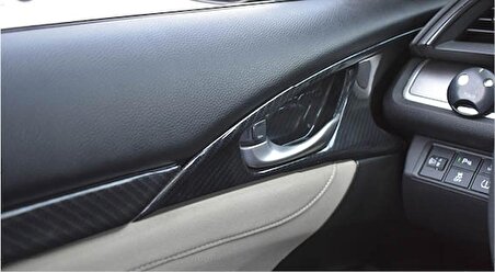 Oled Garaj Honda Civic FC5 İçin Uyumlu Karbon Kapı Açma Kolu Kaplama Kalın Model 
