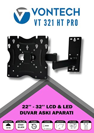VT 321 HT PRO 22-32'' LCD/LED/TV HAREKETLİ ASKI APARATI
