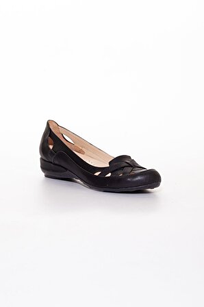 Kafes Model Siyah Büyük Numara Kadın Ayakkabısı Günlük