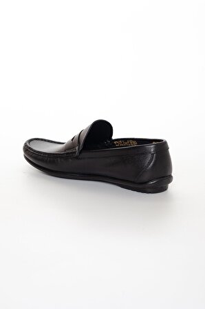 Hakiki Deri Kolej Erkek Siyah Loafer Ayakkabı
