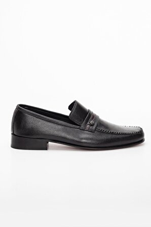 Kösele Glase Deri Troklu Siyah Erkek Klasik Ayakkabı