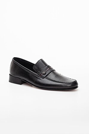 Kösele Glase Deri Troklu Siyah Erkek Klasik Ayakkabı