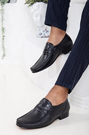 Rok Saraçlı Glase Deri Siyah Erkek Klasik Ayakkabı