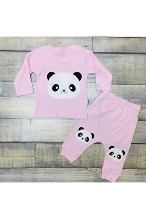 Bebek Somon Panda Nakışlı Takım