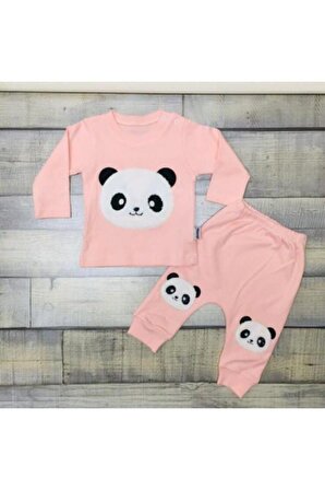 Bebek Somon Panda Nakışlı Takım