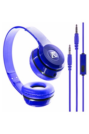Kensa Kh-08 AuX kablolu Mikrofonlu Kulaklık Mavi