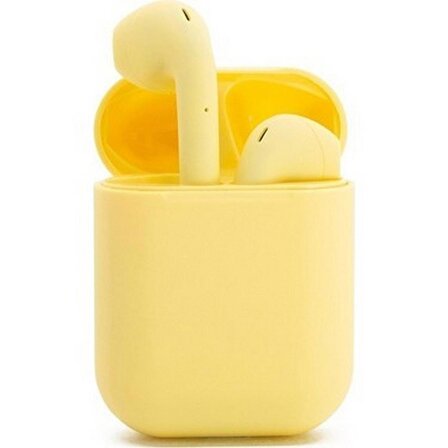 İ12 TWS İphone Tipi Kablosuz Kulaklık Sarı