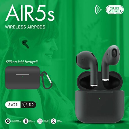 TT_SW21 Air5s Dokunmatik Kablosuz Bluetooth Kulak İçi Kulaklık Siyah