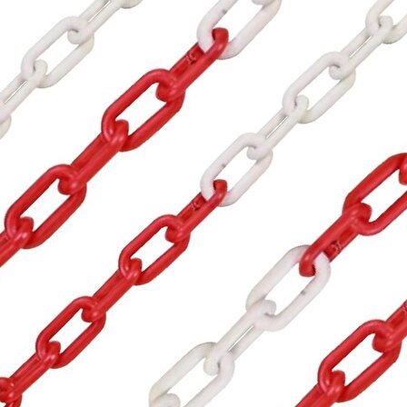 Force Chain 6 MM 5 Mtr. Kırmızı Beyaz Plastik Zincir