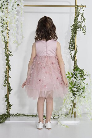 Minimony 1-5 Yaş Kelebek Detay Tüllü Kız Bebek Çocuk Bayramlık Mezuniyet Balo Abiye Gelinlik Elbisesi 2021