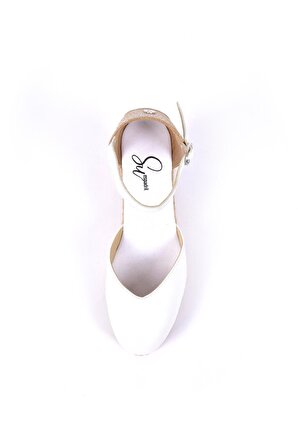 Espadril Sophia Beyaz Dolgu Topuk Gerçek Deri Ayakkabı