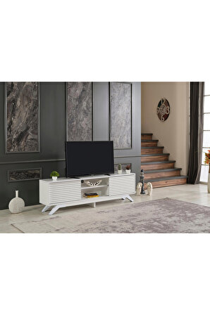 Homedora Luxia Sürgülü Kapaklı TV Sehpası Beyaz