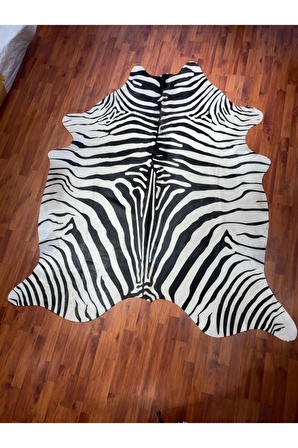 Hakiki Deri Dana Postu Beyaz Zebra 180x210cm