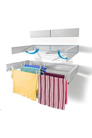 Design Kurutmalık Çamaşır Askısı - Duvara Monte, Katlanabilir Çamaşırlık - (beyaz-100cm)