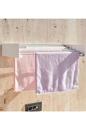 Design Kurutmalık Çamaşır Askısı - Duvara Monte, Katlanabilir Çamaşırlık - (BEYAZ-70CM)