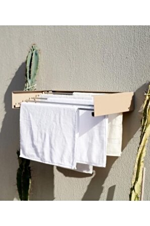 Design Kurutmalık Çamaşır Askısı - Duvara Monte, Katlanabilir Çamaşırlık - (cappuccıno-70cm)