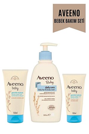 AVEENO Günlük Bakım Seti | 3 Ürünlü Set Şampuan Vücut Nemlendirici Bariyer Krem
